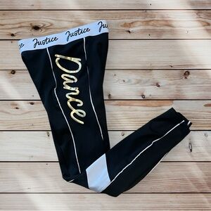 Justice Black and Gold Kids Dance Leggings Size Medium 10